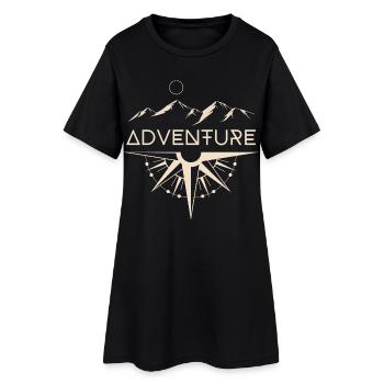 Abenteuer Berge Kompass - Frauen T-Shirt-Kleid - Schwarz - Vorne
