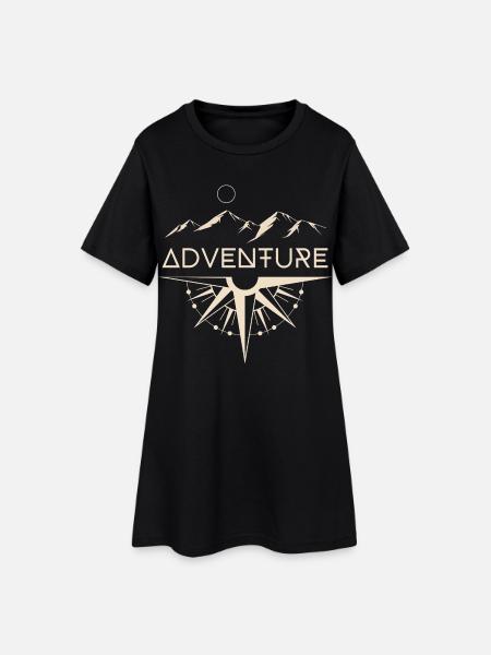 Boussole Montagne Aventure - Robe T-shirt Femme - noir