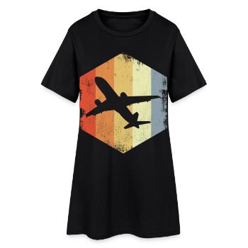Avion à réaction vintage - Robe T-shirt Femme - noir - Devant