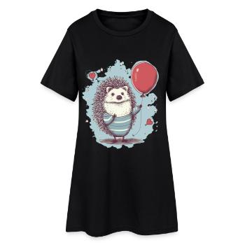 Hérisson mignon avec ballon - Robe T-shirt Femme - noir - Devant