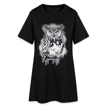 Geometrische Eule - Frauen T-Shirt-Kleid - Schwarz - Vorne