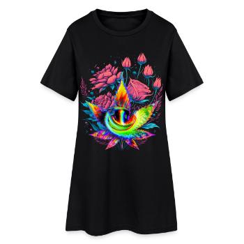 Feuille de cannabis psychédélique avec œil de dragon - Robe T-shirt Femme - noir - Devant