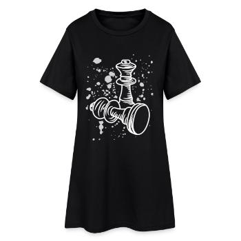 Dessin de pièces d’échecs - Robe T-shirt Femme - noir - Devant