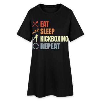 Eat Sleep Kickbox Repeat - Frauen T-Shirt-Kleid - Schwarz - Vorne