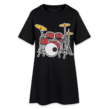 Dessin de batterie vintage - Robe T-shirt Femme - noir - Devant