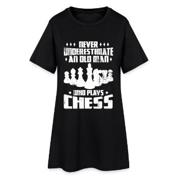 Never underestimate old chess players - Women’s T-Shirt Dress - black - Front