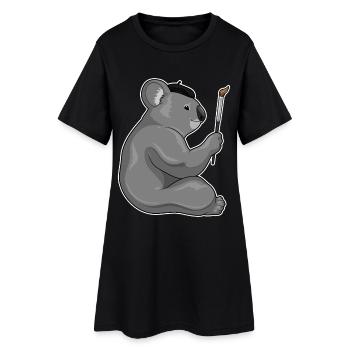 Peintre Koala Peinture au pinceau - Robe T-shirt Femme - noir - Devant