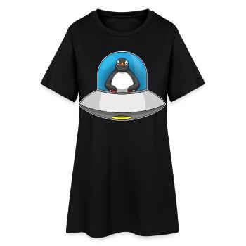 Penguin Spaceship Space - Robe T-shirt Femme - noir - Devant