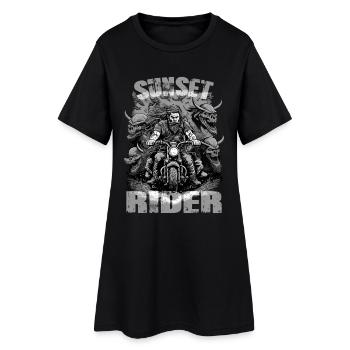 Sunset rider motocycliste noir et blanc - Robe T-shirt Femme - noir - Devant