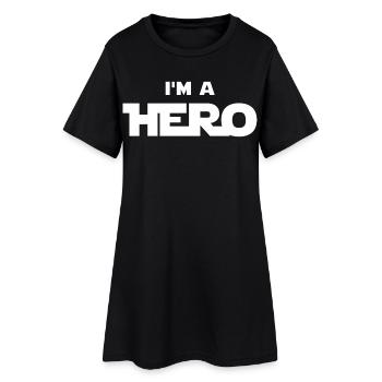 Je suis un héros (blanc) - Robe T-shirt Femme - noir - Devant