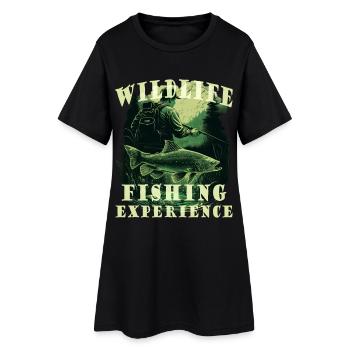 Angler auf der Jagd mit Schriftzug - Frauen T-Shirt-Kleid - Schwarz - Vorne