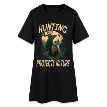 Chasseurs avec des animaux dans la forêt avec lettrage - Robe T-shirt Femme - noir - Devant