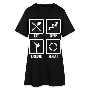 Manger du sommeil Kickbox Répéter - Robe T-shirt Femme - noir - Devant