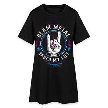 Glam Metal saved my Life - Mano cornut Devil Horns - Women’s T-Shirt Dress - black - Front