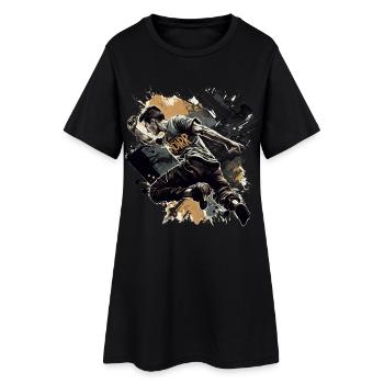 Coureurs de parkour dans la ville - Robe T-shirt Femme - noir - Devant