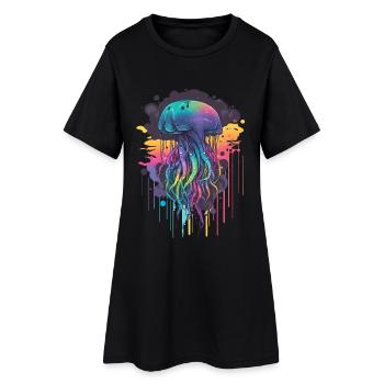 Grandes méduses colorées - Robe T-shirt Femme - noir - Devant