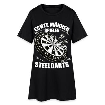 Echte Männer Spielen SteelDarts - Frauen T-Shirt-Kleid - Schwarz - Vorne