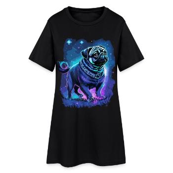 Carlin Chien Minuit Magique - Robe T-shirt Femme - noir - Devant