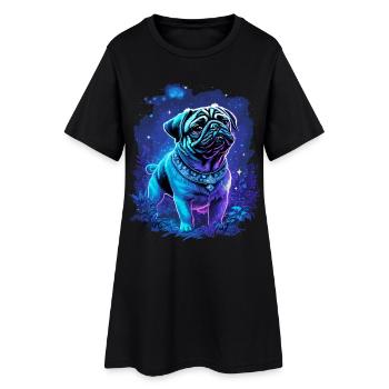 Chien carlin mignon mystique - Robe T-shirt Femme - noir - Devant