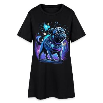 Chien carlin magique de minuit - Robe T-shirt Femme - noir - Devant