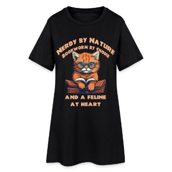 Chat avec livre - Robe T-shirt Femme - noir - Devant