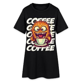 Monstre de café avec lettrage - Robe T-shirt Femme - noir - Devant