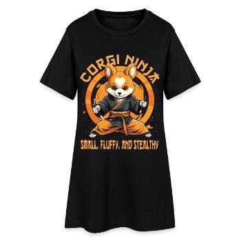 Chien Ninja Corgi avec lettrage - Robe T-shirt Femme - noir - Devant