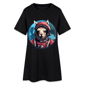 L’astronaute Lama - Robe T-shirt Femme - noir - Devant