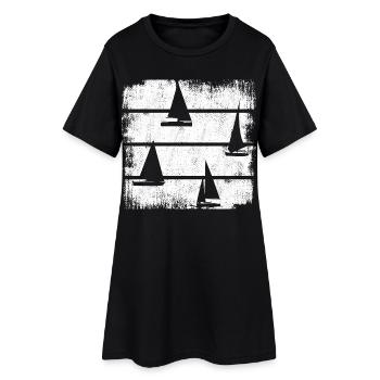 Segelschiffe - Frauen T-Shirt-Kleid - Schwarz - Vorne