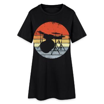 Croquis de batterie vintage - Robe T-shirt Femme - noir - Devant