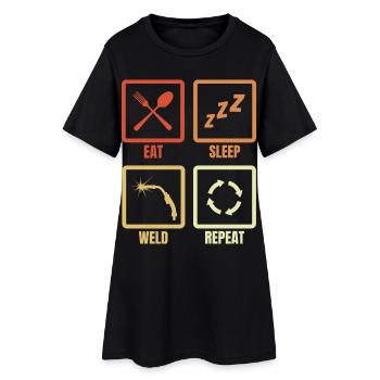 Eat Sleep Weld Repeat - Women’s T-Shirt Dress - black - Front