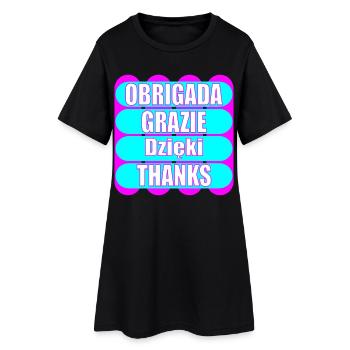 MEHRSPRACHIG DANKE SAGEN EUROPA - Frauen T-Shirt-Kleid - Schwarz - Vorne
