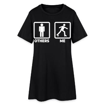 Figurine de bâton de patineur à roulettes - Robe T-shirt Femme - noir - Devant