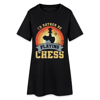 Je préfère jouer aux échecs - Robe T-shirt Femme - noir - Devant