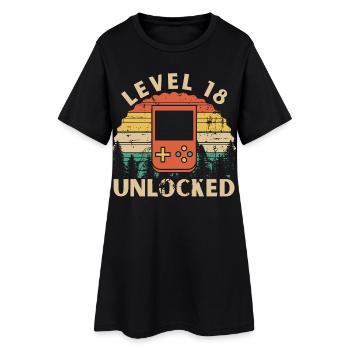 Level 18 freigeschaltet - Frauen T-Shirt-Kleid - Schwarz - Vorne
