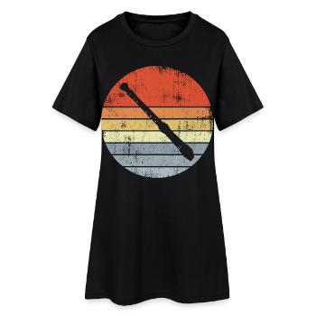 Vintage Flute Drawing - Women’s T-Shirt Dress - black - Front