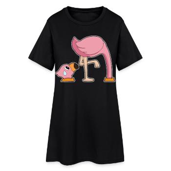 Trou de flamant rose dans le sol - Robe T-shirt Femme - noir - Devant
