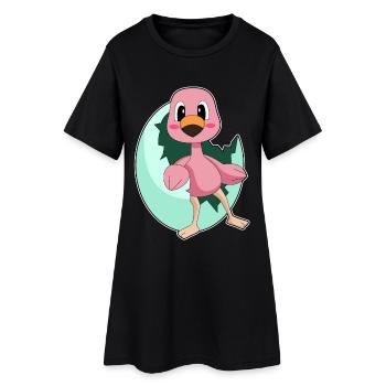 Flamingo Ei - Frauen T-Shirt-Kleid - Schwarz - Vorne