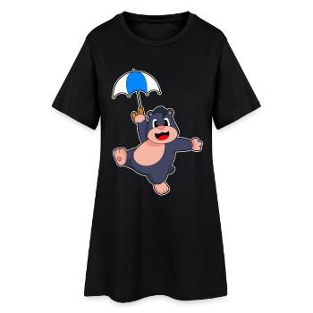 Parapluie taupe - Robe T-shirt Femme - noir - Devant