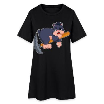 Minage de pioche de mineur taupe - Robe T-shirt Femme - noir - Devant