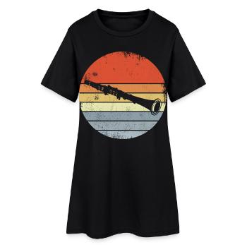Dessin de clarinette vintage - Robe T-shirt Femme - noir - Devant