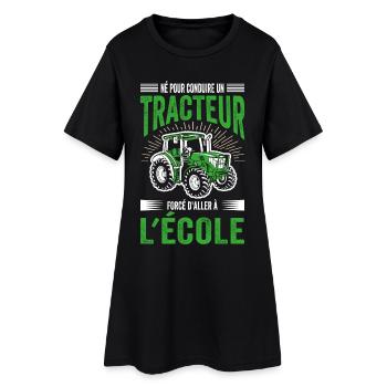 Idée Cadeau Tracteur Fermier Agriculteur Drôle - Robe T-shirt Femme - noir - Devant
