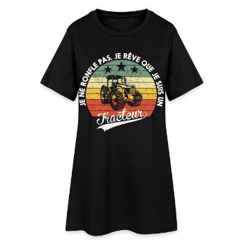 Cadeau Fermier Tracteur Agriculteur Humour - Robe T-shirt Femme - noir - Devant