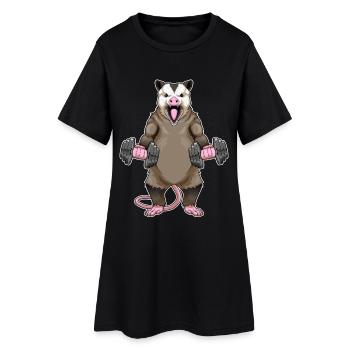 Possum, Culturiste, Haltères, Culturisme - Robe T-shirt Femme - noir - Devant