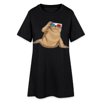 Lunettes de phoque - Robe T-shirt Femme - noir - Devant