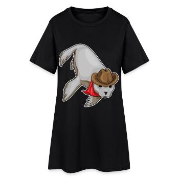 Chapeau de cowboy de phoque - Robe T-shirt Femme - noir - Devant