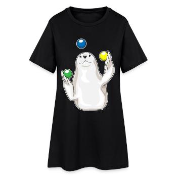 Jonglerie de jongleur de phoque - Robe T-shirt Femme - noir - Devant