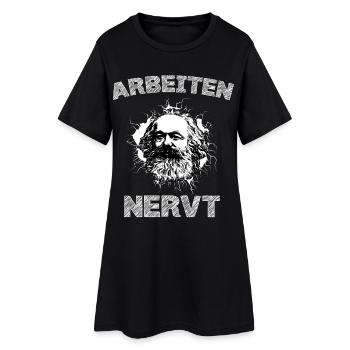 Lustiges T-Shirt: Arbeiten Nervt Arbeitszeitbetrug - Frauen T-Shirt-Kleid - Schwarz - Vorne