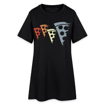 Retro Pizza Sketch - Women’s T-Shirt Dress - black - Front
