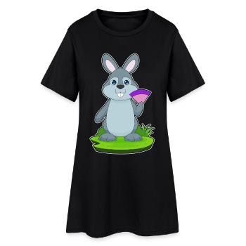 Ventilateur à main de lapin - Robe T-shirt Femme - noir - Devant